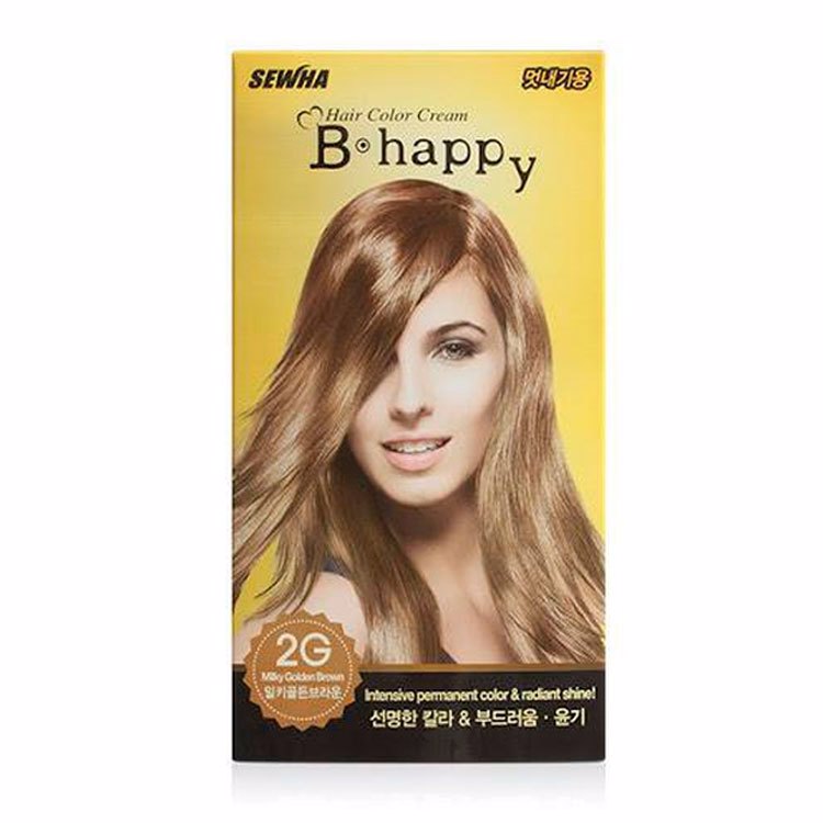 SEWHA B-HAPPY MILKY GOLDEN BROWN (2G) (40gr+80ml), Краска для волос #Молочный золотисто-коричневый (40гр+80мл)