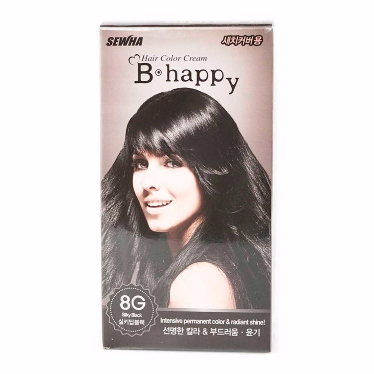 SEWHA B-HAPPY SILKY BLACK (8G) (40gr+80ml), Краска для волос #Черный шелк (40гр+80мл)