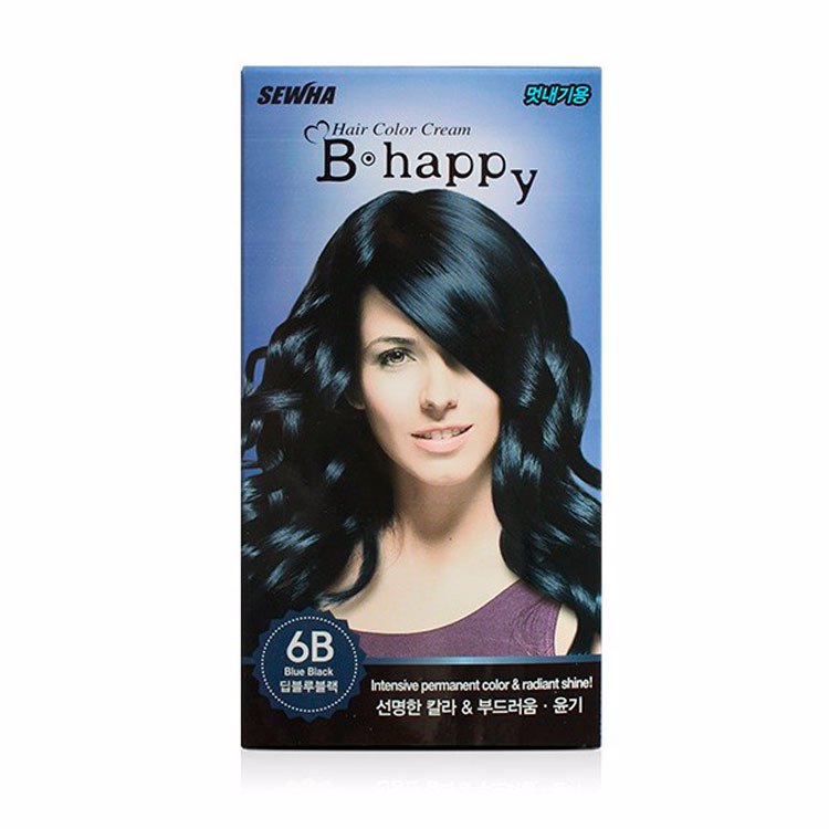 SEWHA B-HAPPY BLUISH BLACK (6B) (40gr+80ml), Краска для волос #Голубовато-черный (40гр+80мл)