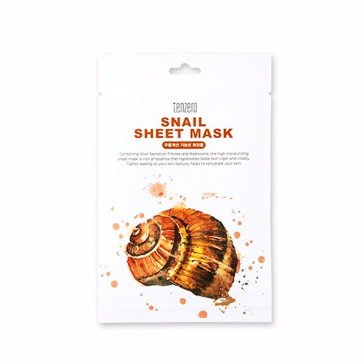 TENZERO SNAIL SHEET MASK (10ea), Тканевая маска для лица с муцином улитки (10шт)