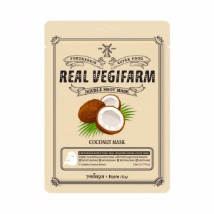 FORTHESKIN SUPER FOOD REAL VEGIFARM DOUBLE SHOT MASK COCONUT (10ea), Питательная маска для сухой кожи с экстрактом кокоса (10шт)