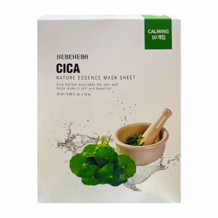 HEBEHEBA CICA NATURAL ESSENCE MASK SHEET (25ml*10ea), Тканевая маска с натуральной эссенцией центеллы (25мл*10шт)