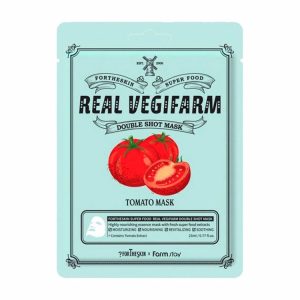 FORTHESKIN SUPER FOOD REAL VEGIFARM DOUBLE SHOT MASK TOMATO (23mlx10ea), Питательная отбеливающая маска для лица с экстрактом томата (23млx10шт)