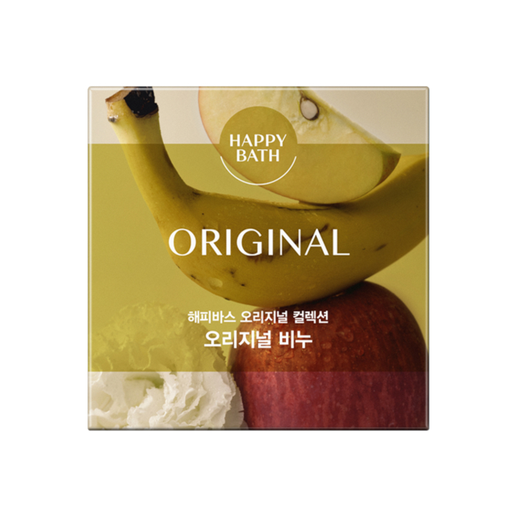 HAPPY BATH ORIGINAL BAR SOAP WITH APPLE AND BANANA FRUITY WATER №046 (90gr*4ea), Оригинальное мыло с бананом и яблоком №046 (90гр*4шт)