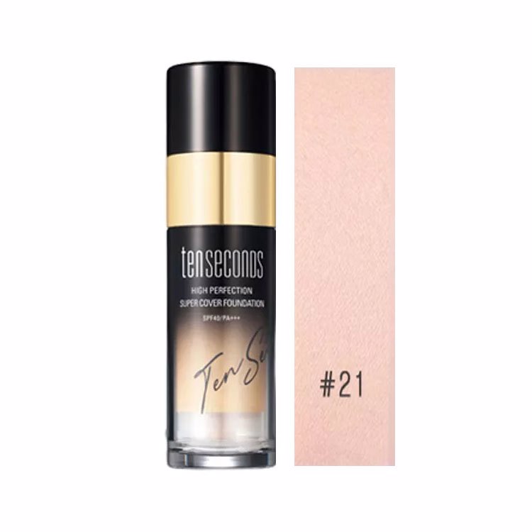 COREANA TENSECONDS HIGH PERFECTION SUPER COVER FOUNDATION SPF40/PA+++ #21 LIGHT BEIGE (40ml), Тональная основа для ухода за кожей #21 Светло-бежевый (40мл)