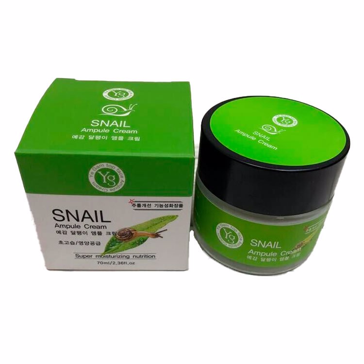 YE GAM TOP FACE SNAIL AMPULE CREAM (70ml), Ампульный крем для лица с муцином улитки (70мл)
