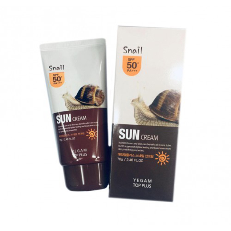 YEGAM TOP PLUS SNAIL SUN CREAM SPF50+PA+++ (70ml), Солнцезащитный крем с экстрактом улитки (70мл)