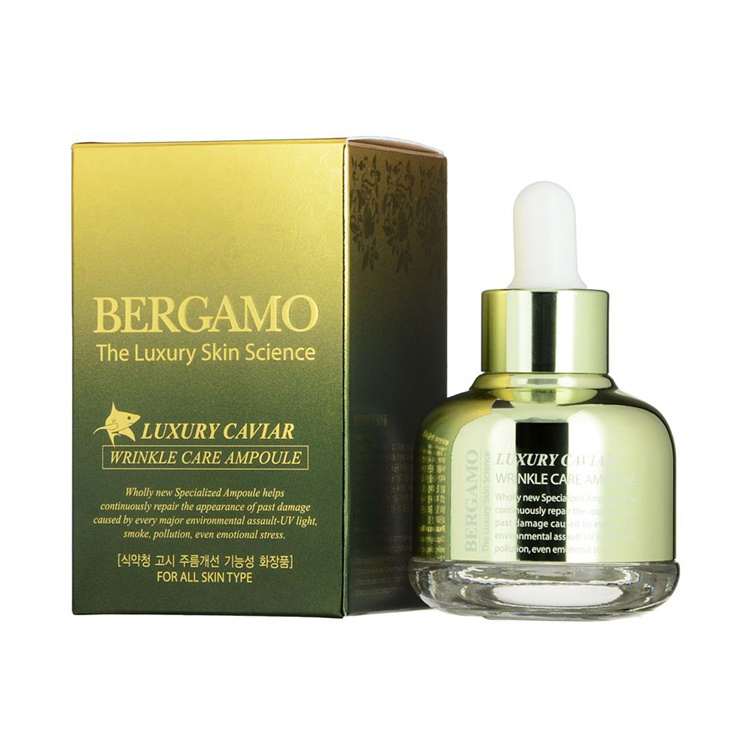 BERGAMO LUXURY CAVIAR WRINKLE CARE AMPOULE (30ml), Антивозрастная сыворотка с экстрактом икры осетра (30мл)