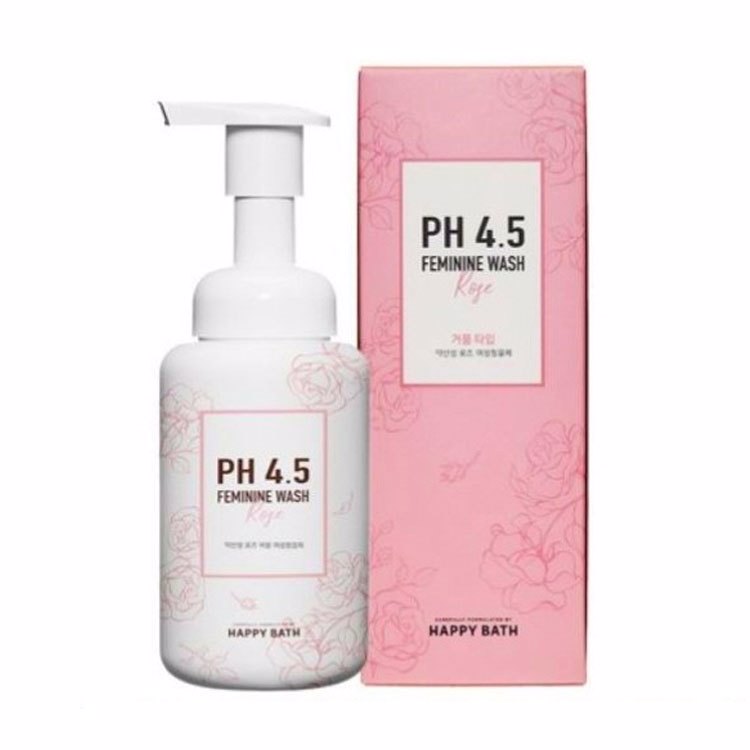 HAPPY BATH PH 4.5 ROSE FEMININE WASH (250ml), Очищающее средство для женской гигиены с экстрактом розы (250 мл)