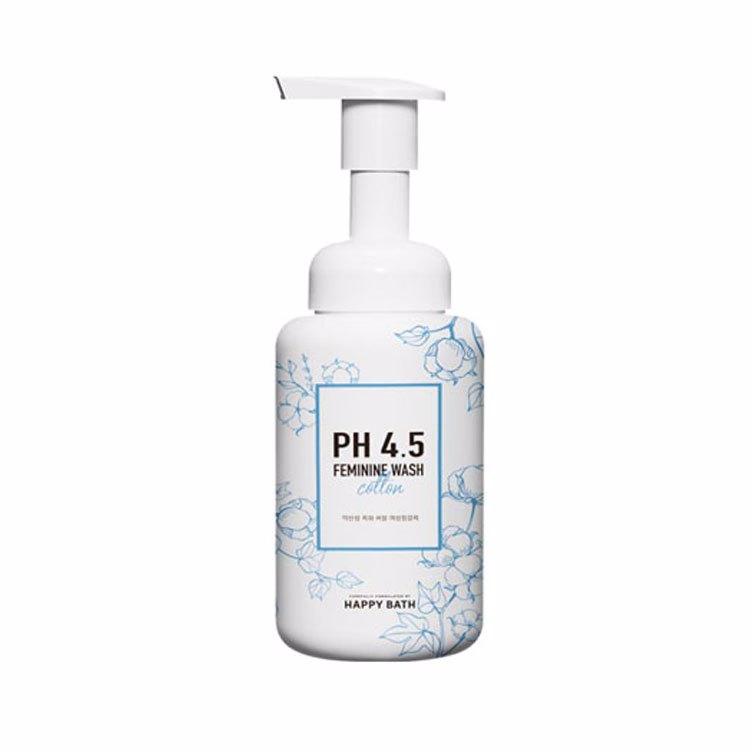 HAPPY BATH PH 4.5 COTTON FEMININE WASH (250ml), Очищающее средство для женской гигиены с экстрактом хлопка (250 мл)