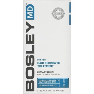 BOSLEY Hair Regrowth Treatment, Раствор с миноксидилом 2% для восстановления роста волос у мужчин, с пипеткой, 2x60ml