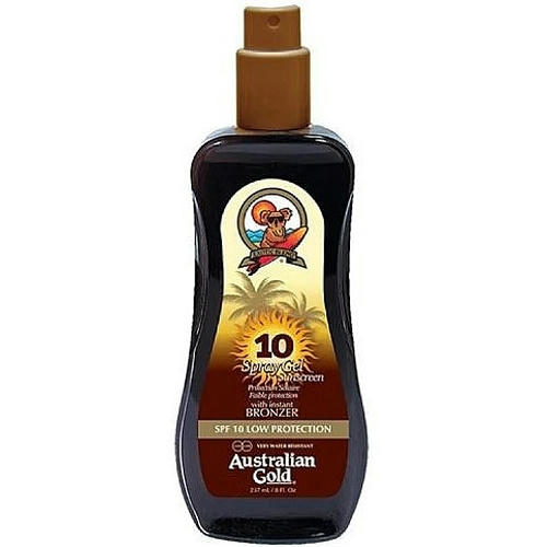 Australian Gold Sunscreen Spf10 Spray Gel With Instant Bronzer, Солнцезащитный гель-спрей с быстрым бронзером