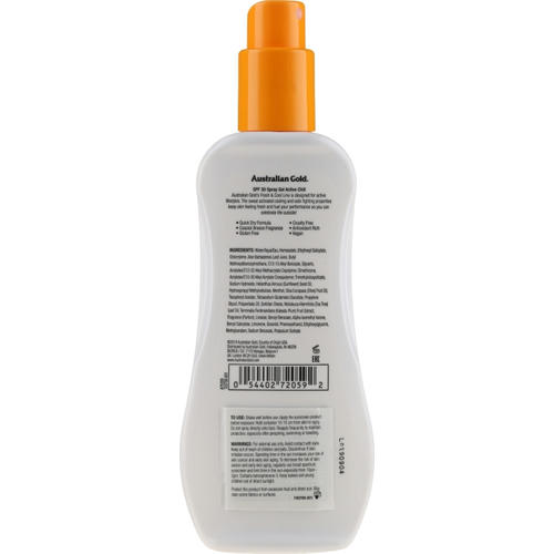 Australian Gold Sunscreen Spf 30 X-Treme Sport Spray Gel Active, Солнцезащитный спрей — изображение 2