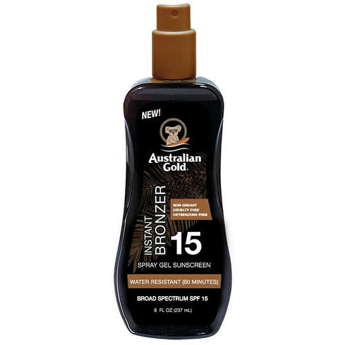 Australian Gold Spray Gel Sunscreen With Instant Bronzer Spf 15, Спрей-гель для загара с бронзатором