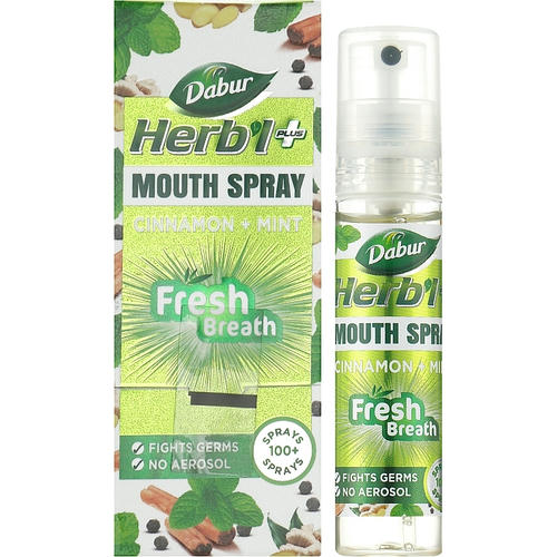 Спрей для полости рта, Dabur Herb'l Plus Fresh Breath Cinnamon+Mint Mouth Spray — изображение 2