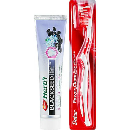 Набор "Черный тмин", красный, Dabur Herb`l (toothbrush/1шт + toothpaste/150g) — изображение 2