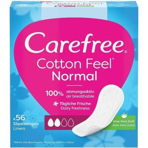Carefree Cotton Aloe, Гигиенические ежедневные прокладки с экстрактом алоэ, 56 шт
