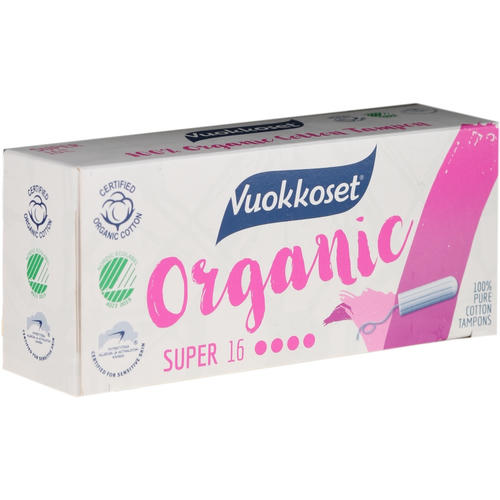 Vuokkoset Organic Super Tampons, Тампоны органические без аппликатора, 16шт