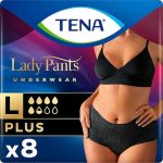 Tena, Урологические трусы для женщин Lady Pants Plus L, черные, 8 шт.