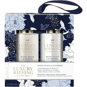 Набор, Grace Cole The Luxury Bathing Peony Peach And Raspberry (b/wash/100ml + b/cr/100ml + sponge/1pc)
