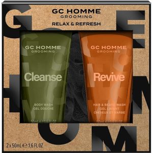 Набор, Grace Cole GC Homme Grooming Relax And Refresh (sh/gel/50ml + h/wash/50ml + sponge/1pc)