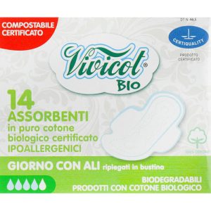 Vivicot Bio, Дневные прокладки с крылышками, 14 шт