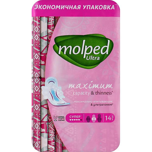 Molped, Гигиенические прокладки Ultra Long Eco, 14 шт