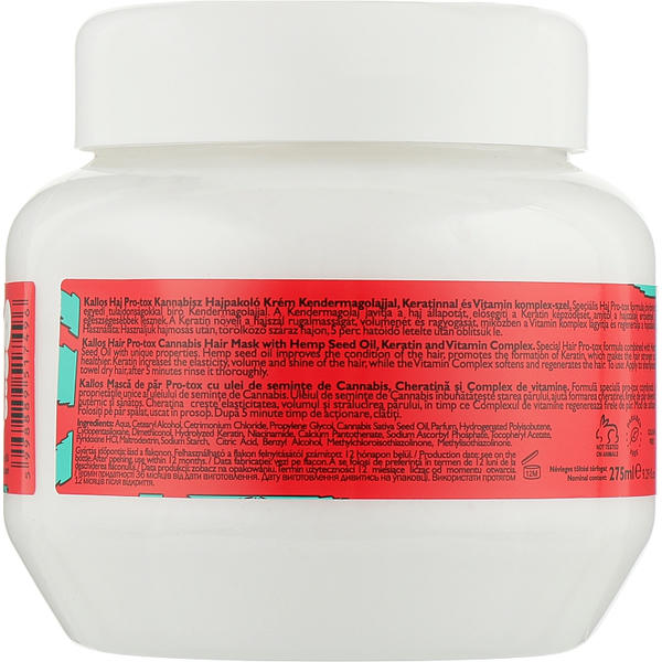 Kallos Cosmetics Hair Pro-Tox Cannabis Mask, Маска для волос с маслом семян конопли, кератином и витаминным комплексом — изображение 2