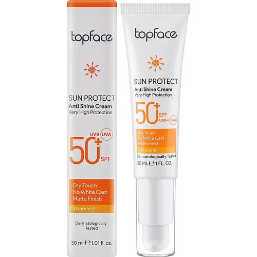 TopFace Sun Protect Anti Shine Cream SPF50+, Солнцезащитный крем для лица SPF50+ — изображение 2