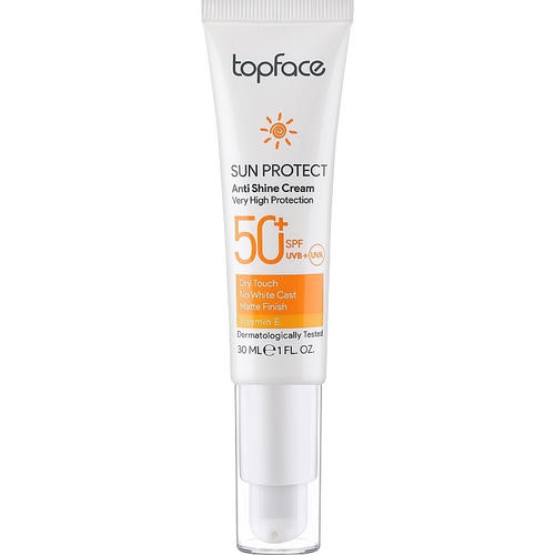 TopFace Sun Protect Anti Shine Cream SPF50+, Солнцезащитный крем для лица SPF50+