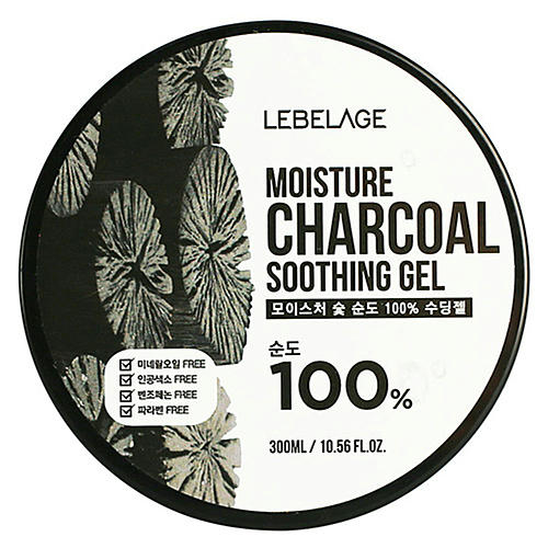 Lebelage Гель увлажняющий успокаивающий с углем - Moisture charcoal 100% soothing gel, 300мл