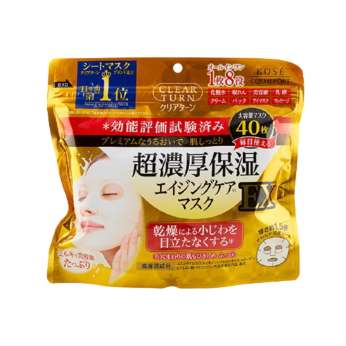 Kose Маска тканевая для лица интенсивно увлажняющая - Clear turn moisturizing mask ex, 40шт