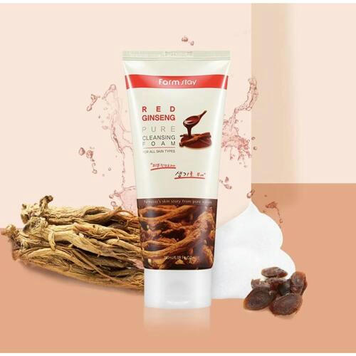 FarmStay Пенка для лица с женьшенем - Red ginseng pure cleansing foam, 180мл — изображение 3