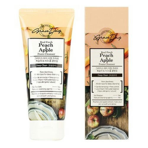 Grace Day Пенка для умывания с экстрактами персика и яблока - Real fresh peach & apple foam, 100мл