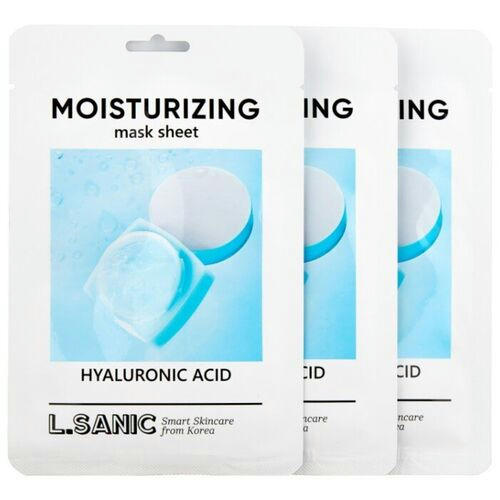 L.Sanic Набор тканевых масок с гиалуроновой кислотой - Hyaluronic acid moisturizing mask, 3шт