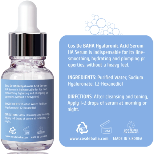 Cos De BAHA Сыворотка увлажняющая с гиалуроновой кислотой - Hyaluronic serum (H), 30мл — изображение 3