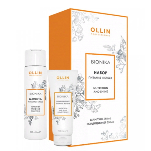OLLIN, Набор «Питание и блеск» (шампунь и кондиционер) Ollin BioNika, 250*200 мл