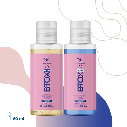 NANO BRAZIL, Набор для волос HAIR BTOX Blue (шаг 1 + шаг 2), 2х60 мл