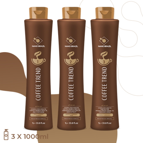 NANO BRAZIL, Набор для волос COFFEE TREND (шаг 1 + шаг 2 + шаг 3), 3х1000 мл