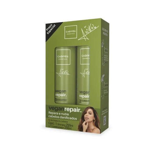 CADIVEU, Шампунь + кондиционер для волос Vegan Repair Kit Home Care Essentials, 2*250 мл