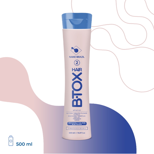 NANO BRAZIL, Маска-реконструктор для волос Шаг 2 HAIR BTOX Reconstruction Mask Blue Pigment, 500 мл
