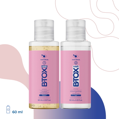 NANO BRAZIL, Набор для волос HAIR BTOX White (шаг 1 + шаг 2), 2х60 мл
