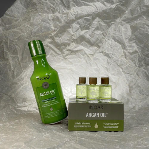 INOAR, Набор INOAR Argan Oil Conditioner - Кондиционер увлажняющий, 250 мл. + INOAR Argan Oil - Увлажняющее масло для кончиков волос, 7 мл. (11 шт)