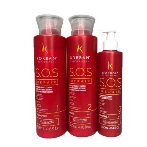 KORBAN, Набор для быстрого восстановления поврежденных волос S.O.S Repair, 500*500*250 мл