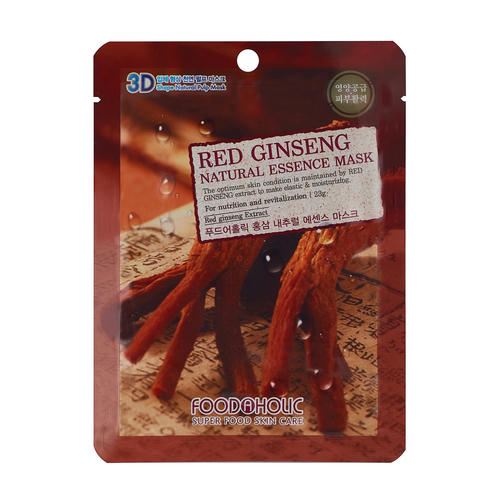 FOODAHOLIC, 3D маска для лица с экстрактом красного женьшеня Natural Essence Mask #Red Ginseng, 23 гр