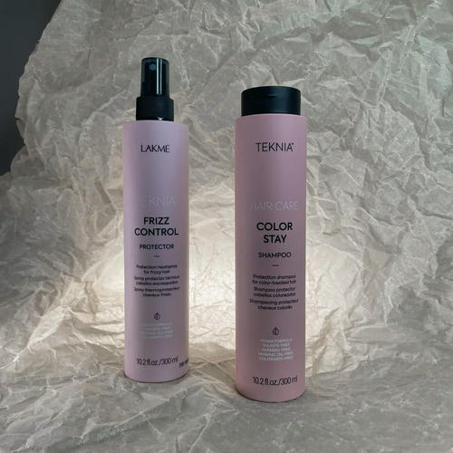 LAKME, Набор LAKME Color Stay Бессульфатный шампунь для защиты цвета окрашенных волос, 300 мл + LAKME Frizz Control Спрей для термозащиты волос, 300 мл