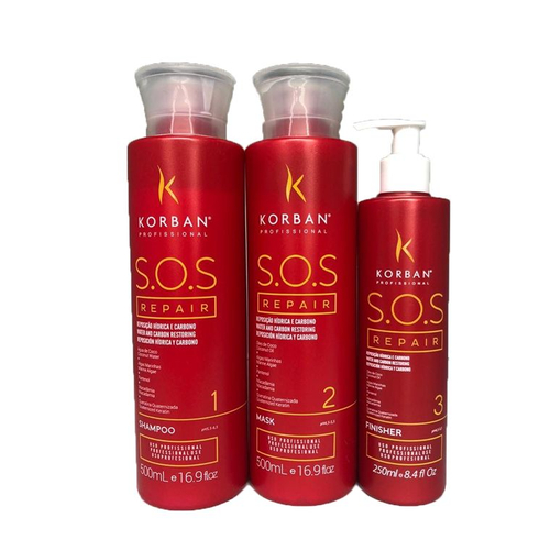 KORBAN, Набор для быстрого восстановления поврежденных волос S.O.S Repair, 250*250*100 мл