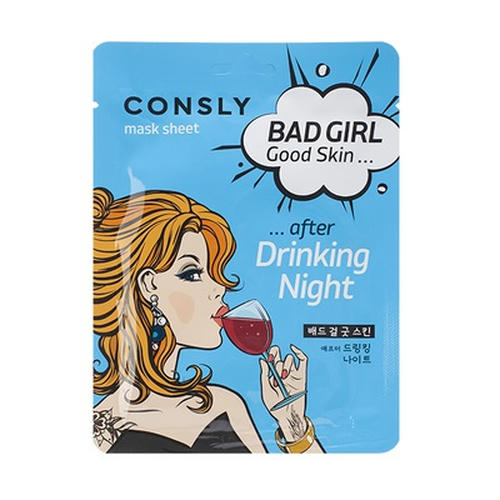 CONSLY, Тканевая маска после вечеринки Bad Girl - Good Skin After Drinking Night Mask Sheet, 23 мл