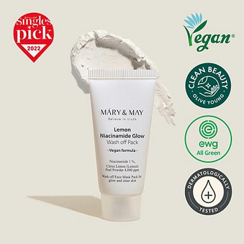 Mary&May Смываемая маска для сияния кожи Lemon Niacinamide Glow Wash off Pack 30гр