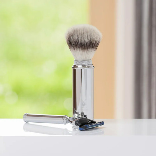 Дорожный помазок MUEHLE, фибра высшей категории Silvertip, размер M, хром — изображение 4